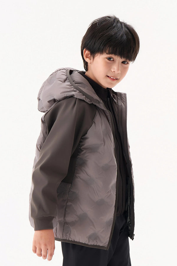 Colorblock Down Jacket - Slate Grey