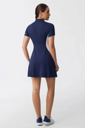 The Contour Zip Polo Dress - Midnight Navy