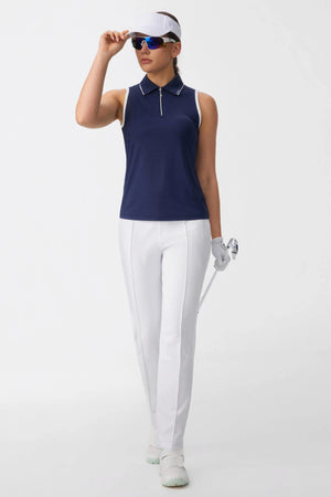 The Zip-Front Performance Polo - Midnight Navy