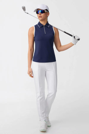 The Zip-Front Performance Polo - Midnight Navy