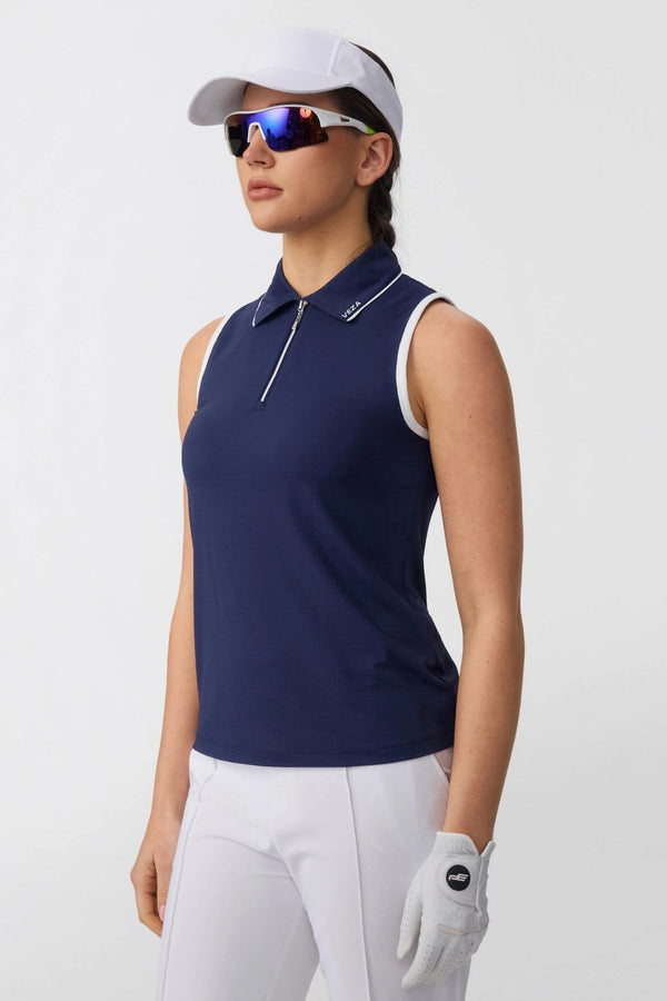 The Zip-Front Performance Polo - Midnight Navy