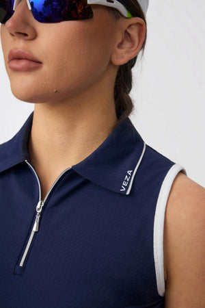 The Zip-Front Performance Polo - Midnight Navy