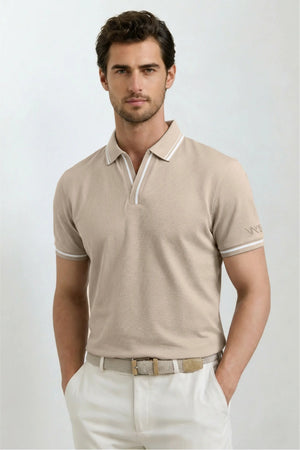 Contrast Trim Performance Polo - Soft Ivory