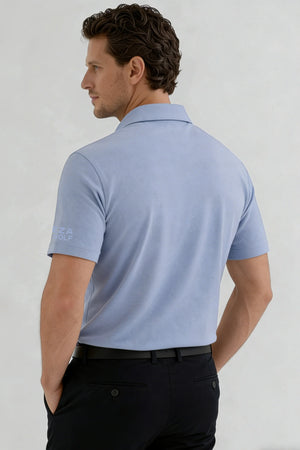 Open Placket Performance Polo - Powder Blue