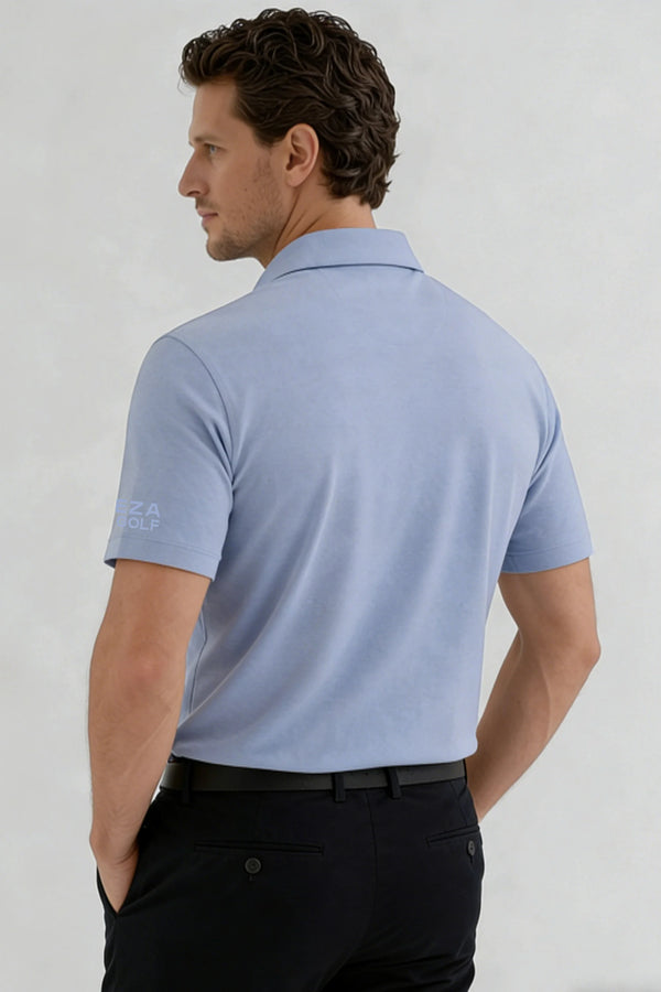Open Placket Performance Polo - Powder Blue