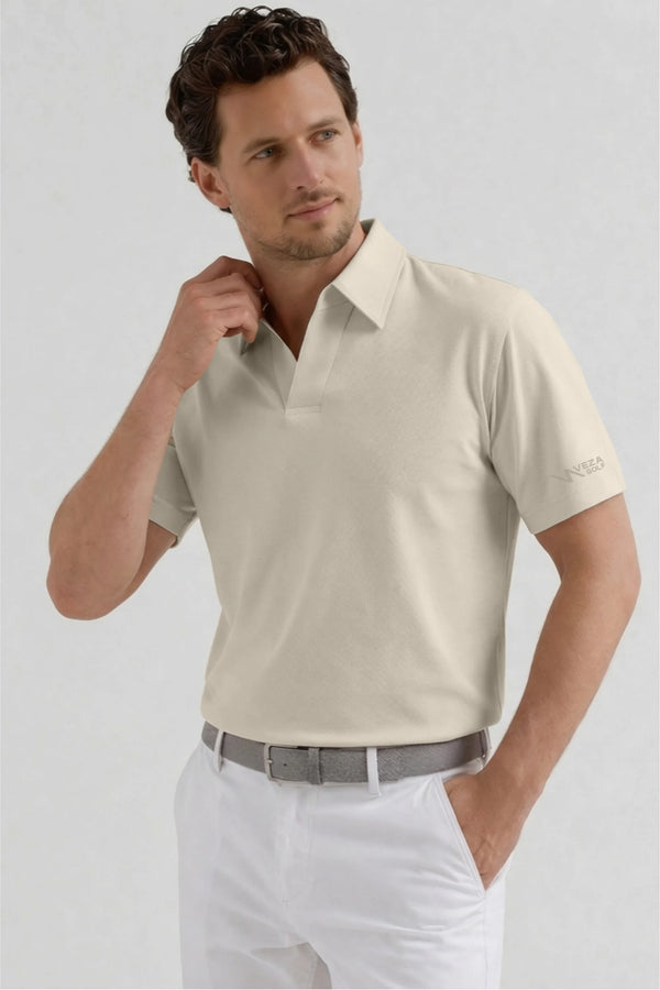Open Placket Performance Polo - Soft Stone