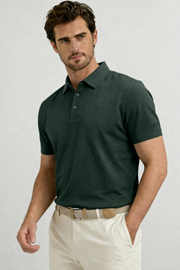 Structured Textured Polo - Slate Green