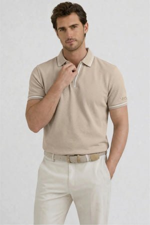 Contrast Trim Performance Polo - Soft Ivory