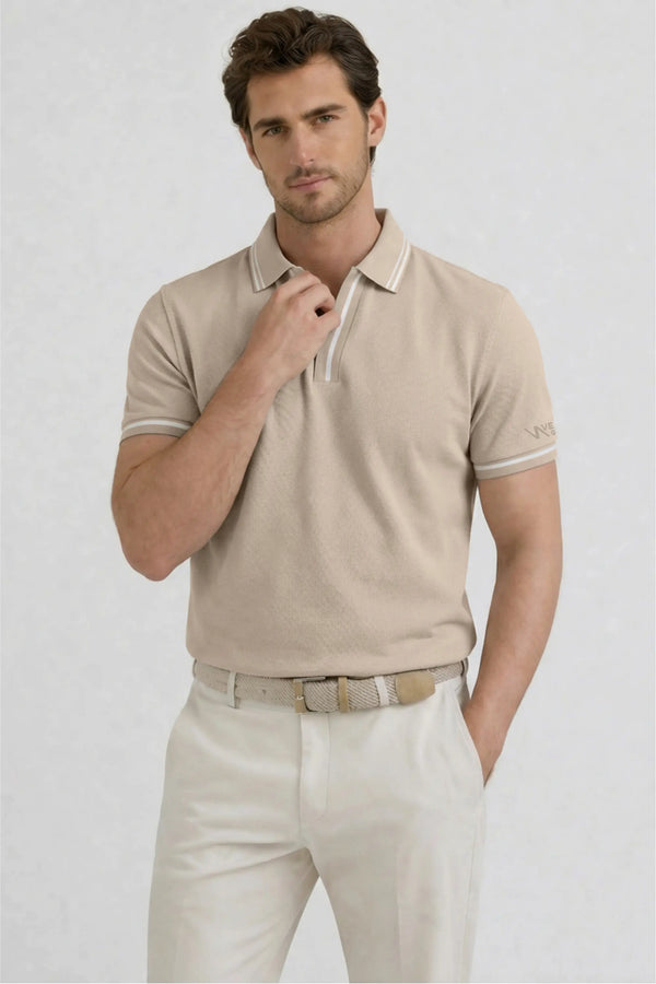Contrast Trim Performance Polo - Soft Ivory