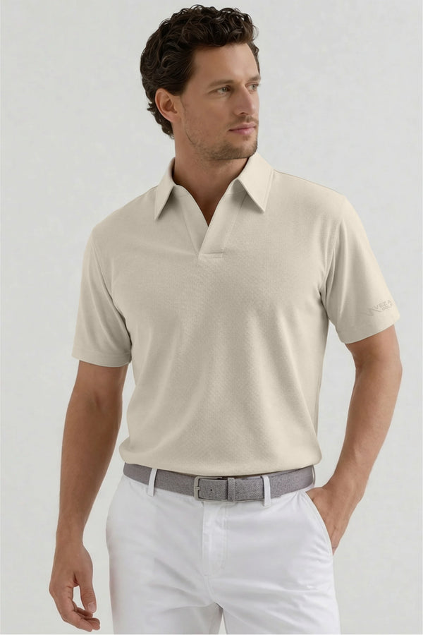 Open Placket Performance Polo - Soft Stone