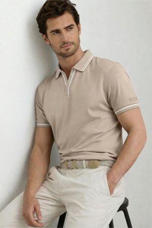 Contrast Trim Performance Polo - Soft Ivory