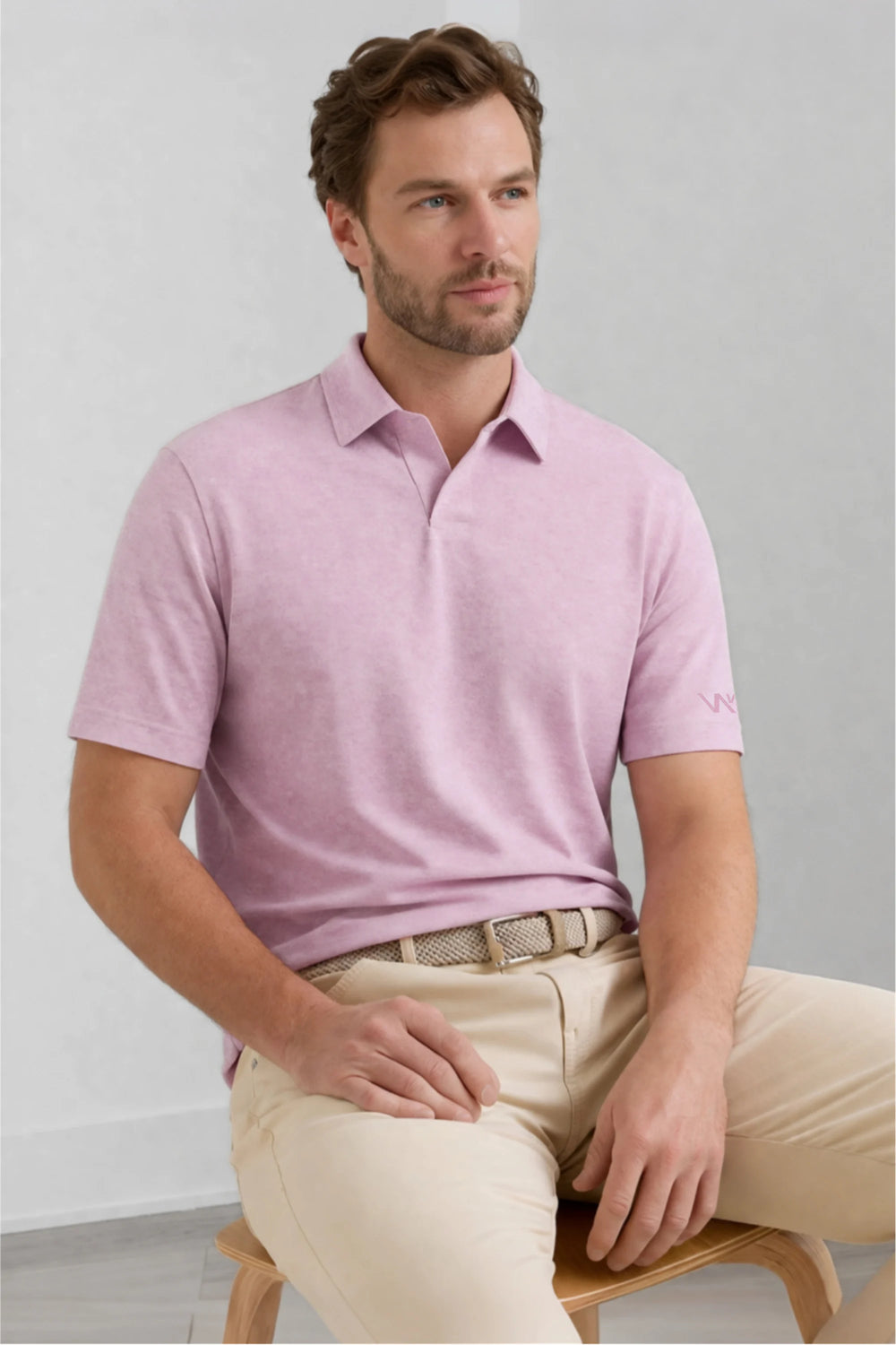 Open Placket Performance Polo - Blush Mist