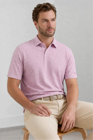 Open Placket Performance Polo - Blush Mist