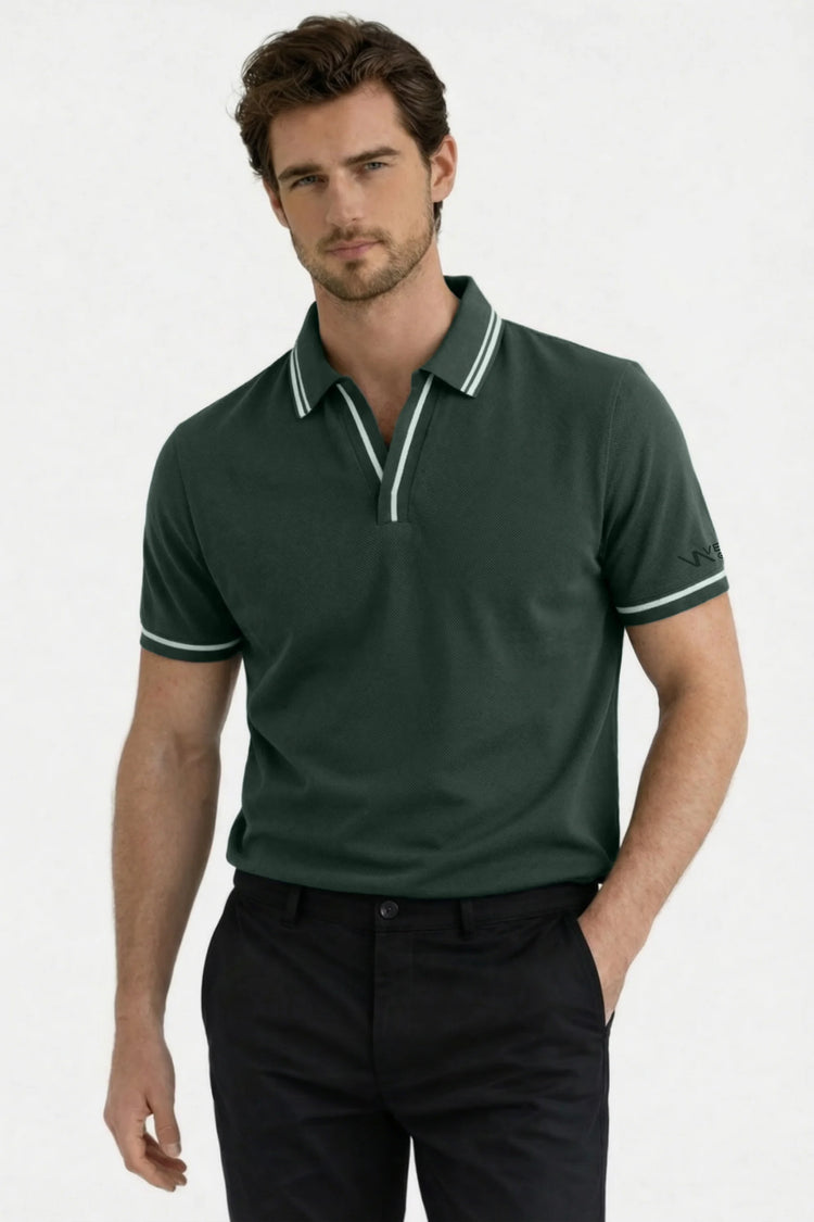 Contrast Trim Performance Polo - Slate Green