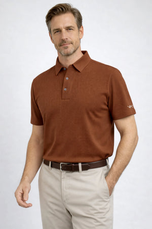 Structured Textured Polo - Rust Brown