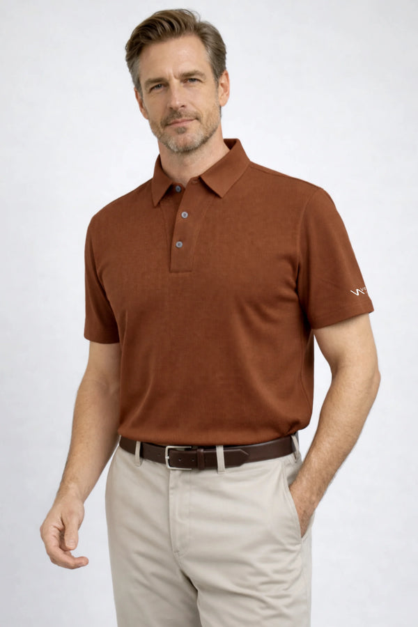 Structured Textured Polo - Rust Brown
