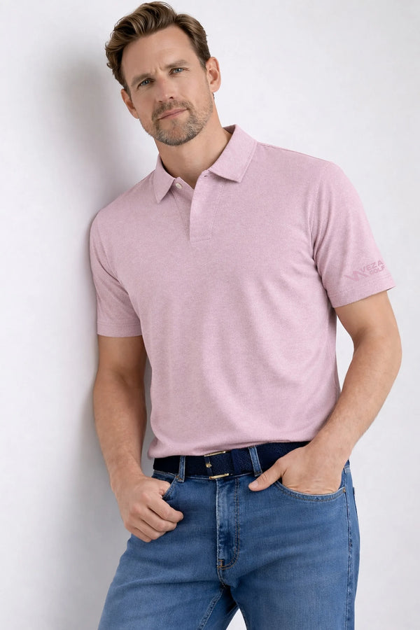 One-Button Performance Polo - Blush Mist