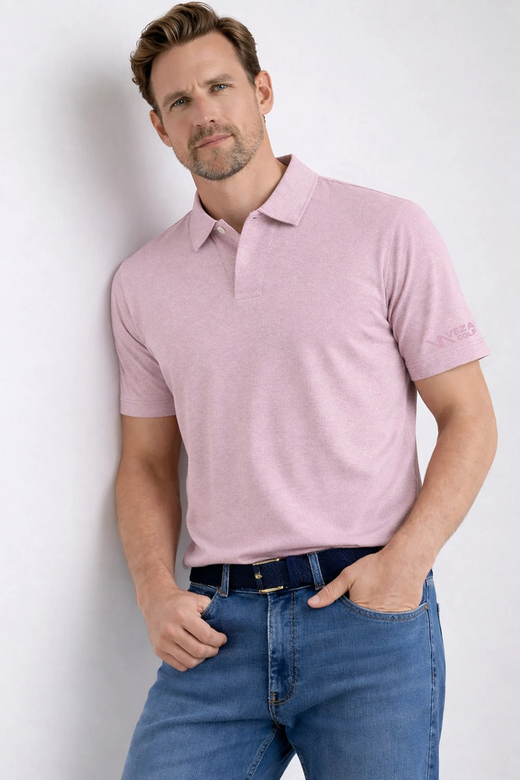 One-Button Performance Polo - Blush Mist