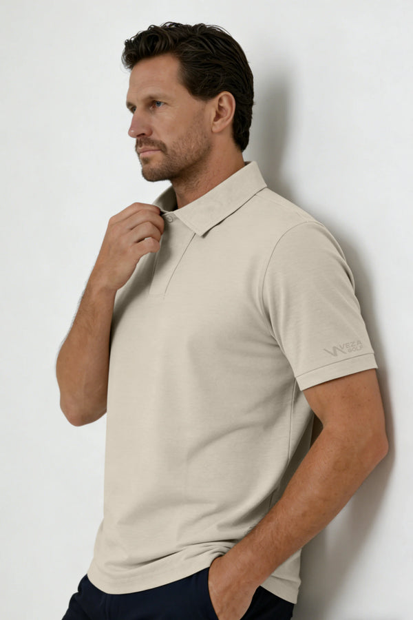 One-Button Performance Polo - Soft Stone