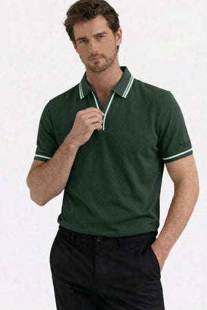 Contrast Trim Performance Polo - Slate Green