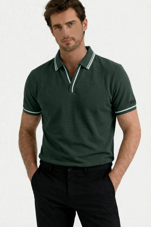 Contrast Trim Performance Polo - Slate Green