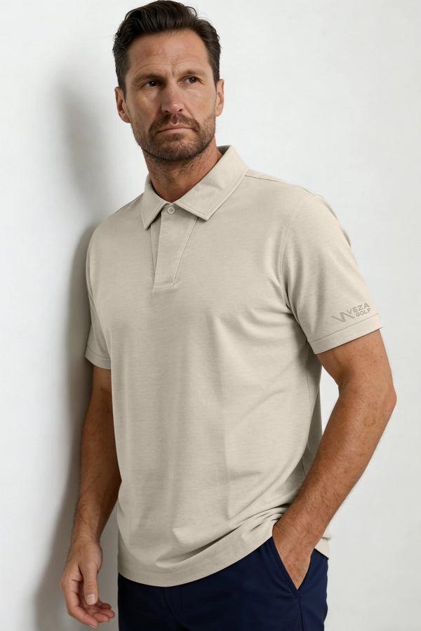 One-Button Performance Polo - Soft Stone