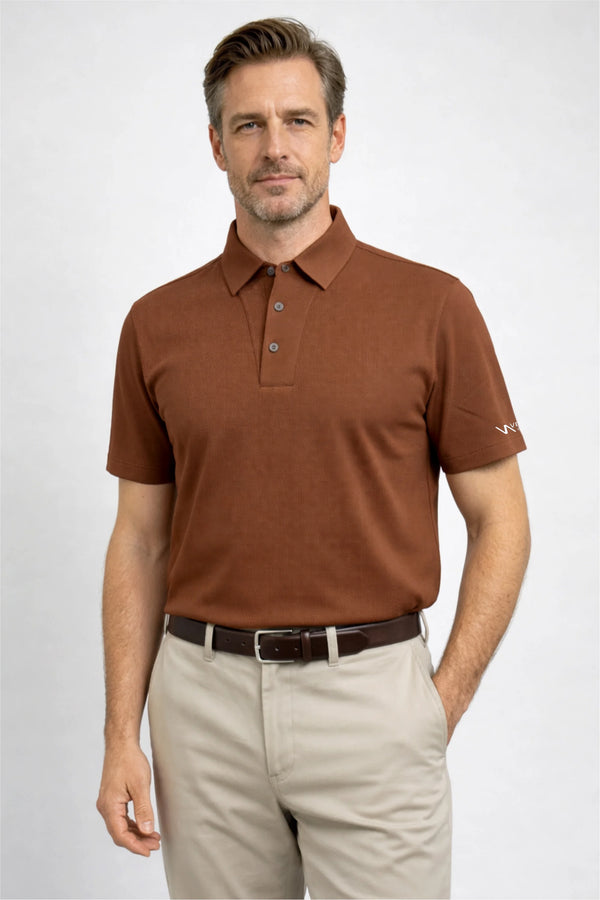 Structured Textured Polo - Rust Brown