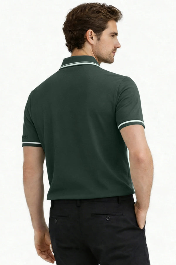 Contrast Trim Performance Polo - Slate Green