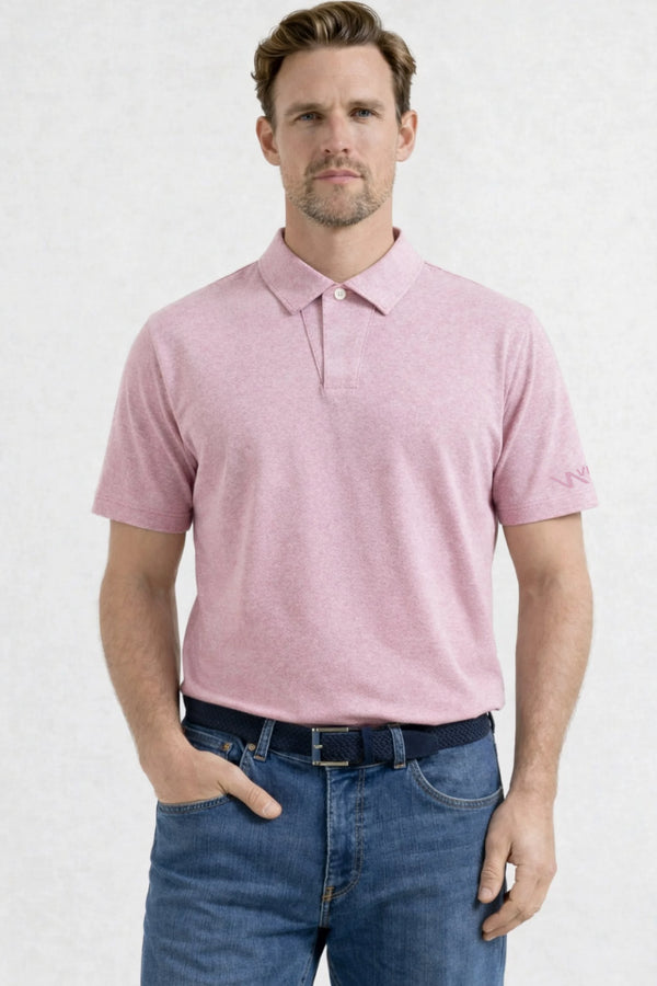 One-Button Performance Polo - Blush Mist