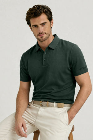 Structured Textured Polo - Slate Green