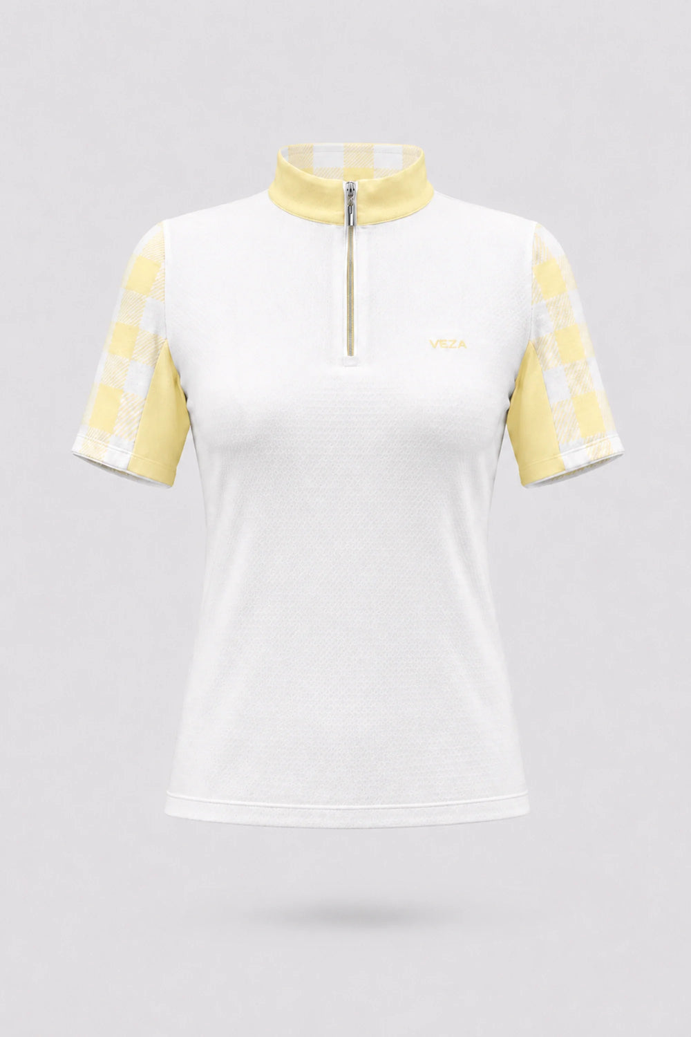 The Contour Zip Neck Top - Yellow Gingham