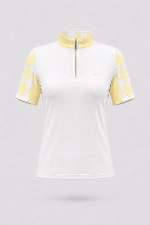 The Contour Zip Neck Top - Yellow Gingham