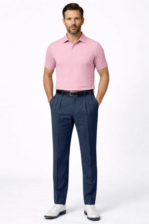 Pleated Tapered Golf Pants - Deep Steel