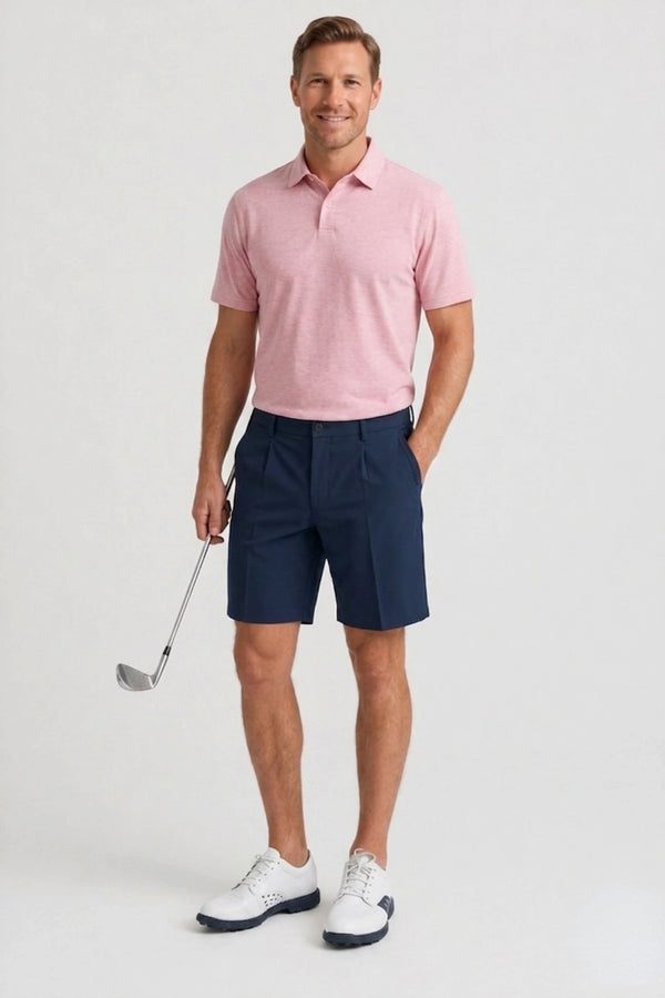 Pleated Performance Golf Shorts - Oxford Navy