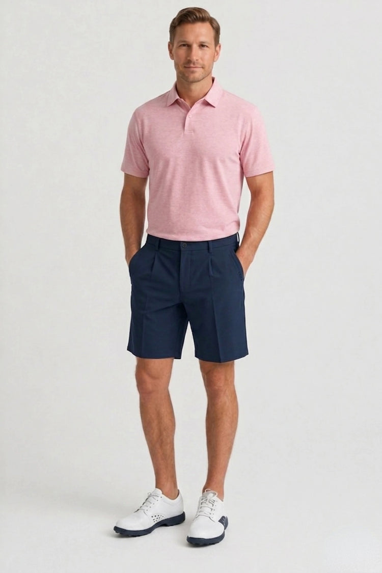 Pleated Performance Golf Shorts - Oxford Navy