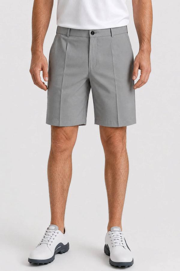 Pleated Performance Golf Shorts - Soft Grey