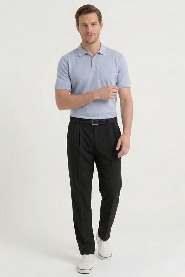 Pleated Tapered Golf Pants - Midnight Black