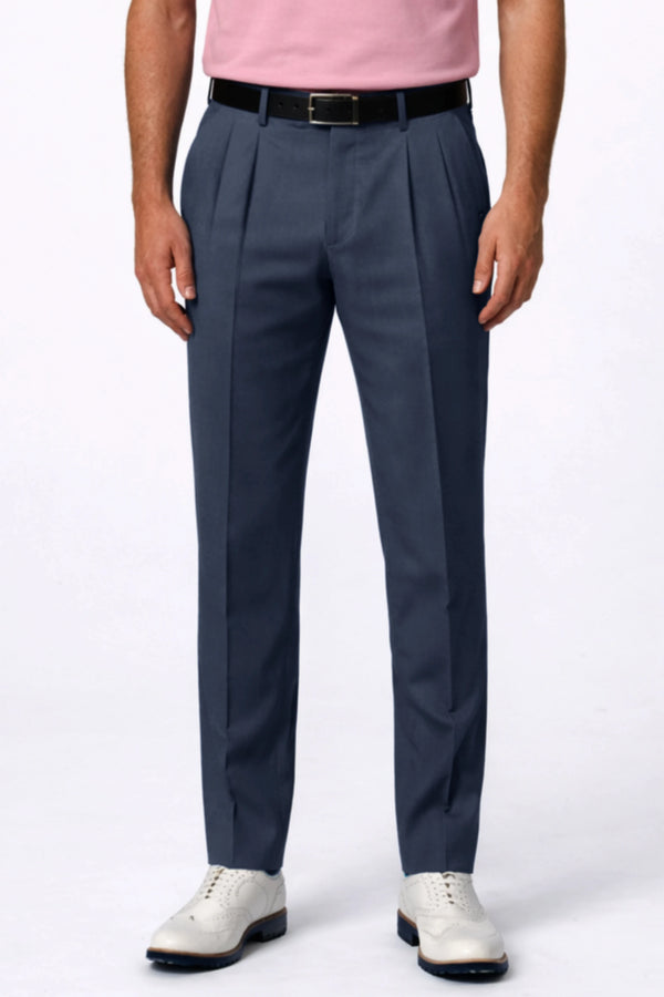 Pleated Tapered Golf Pants - Deep Steel