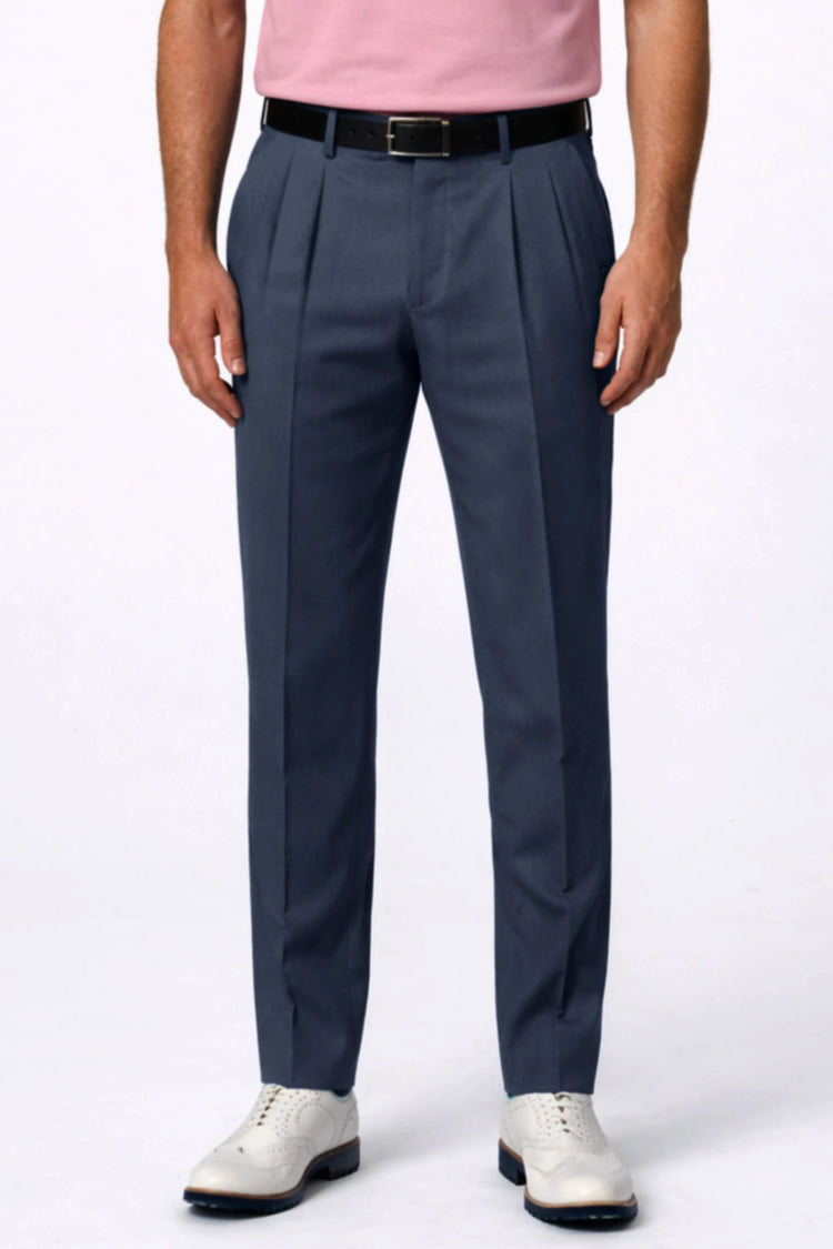 Pleated Tapered Golf Pants - Deep Steel