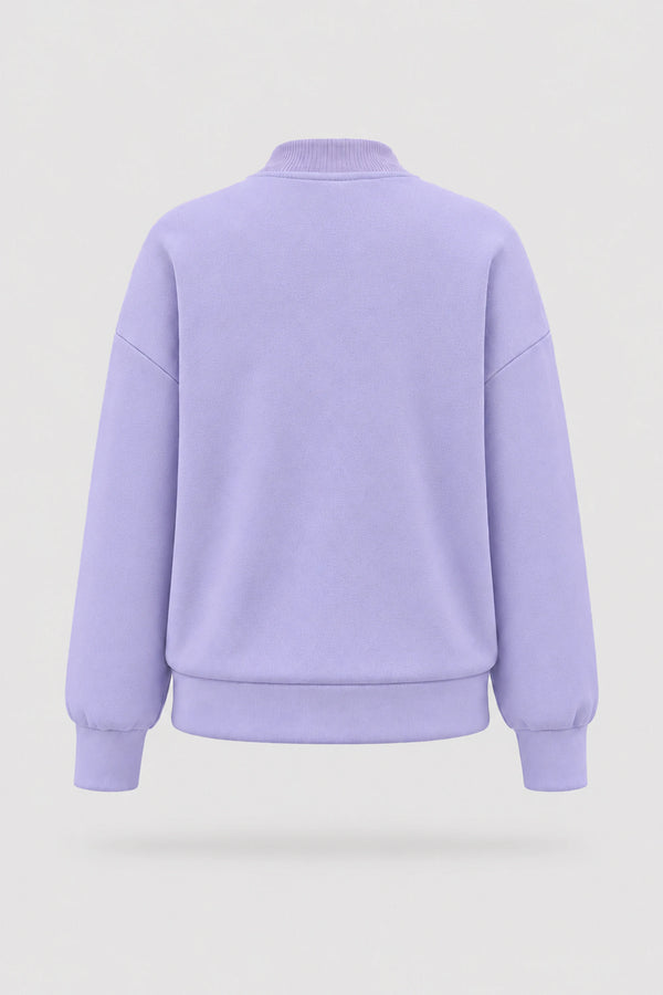 Mock Neck Henley Sweatshirt - Lavender