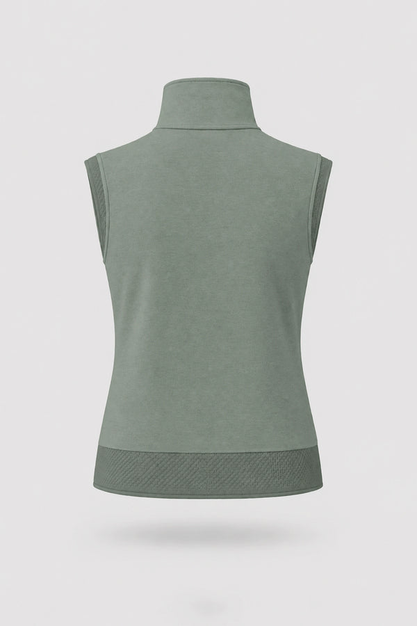 Mock Neck Polo Top - Sage Grey