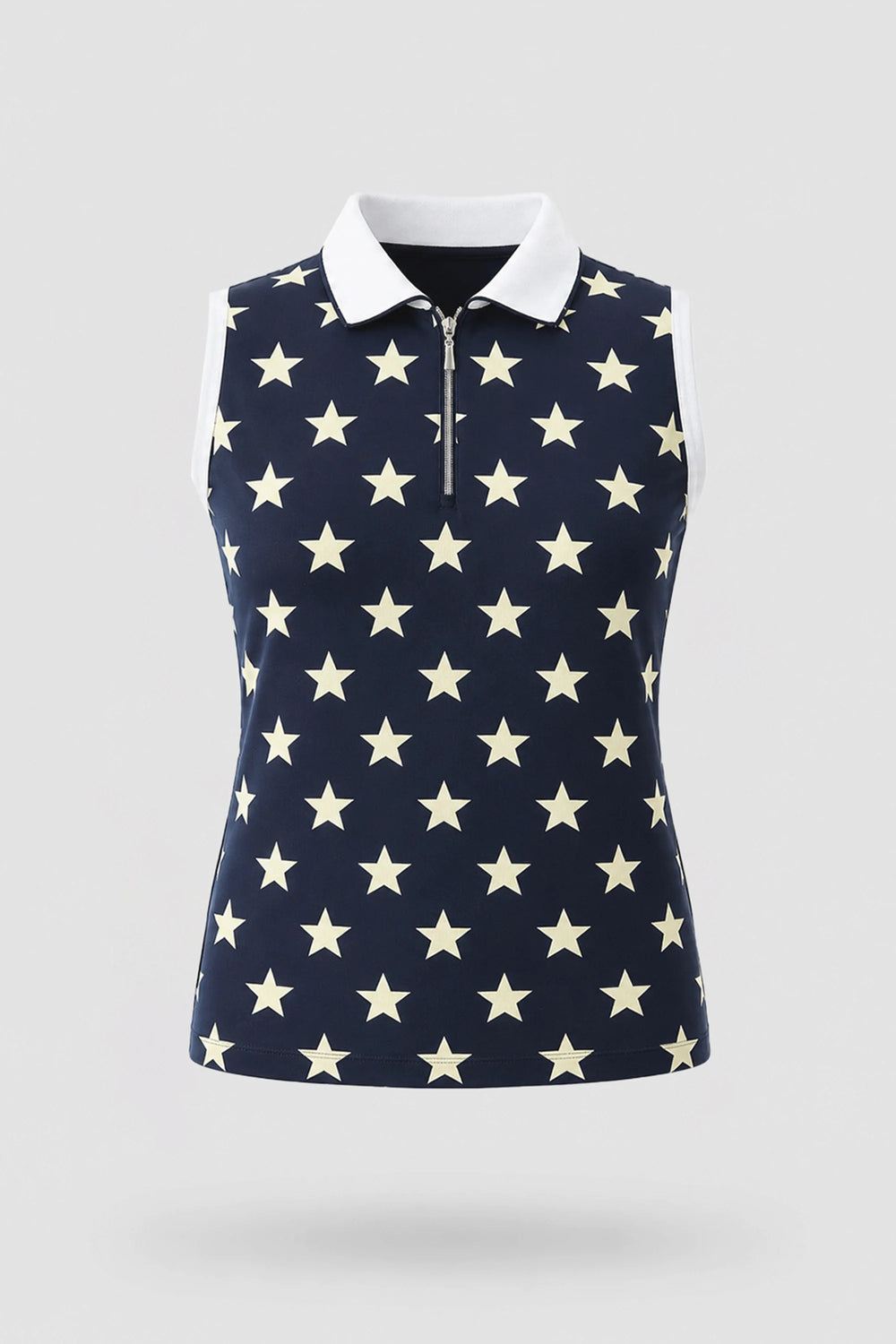 The Sleeveless Zip Neck Golf Polo - Starfield