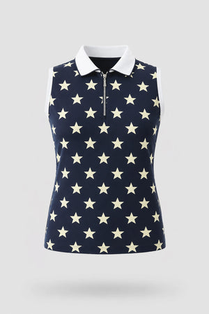 The Sleeveless Zip Neck Golf Polo - Starfield