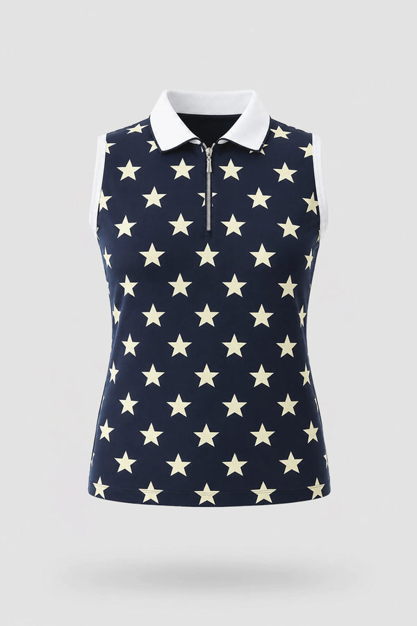 The Sleeveless Zip Neck Golf Polo - Starfield