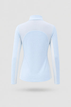 The Long Sleeve Zip Neck Golf Top - Sky Mist
