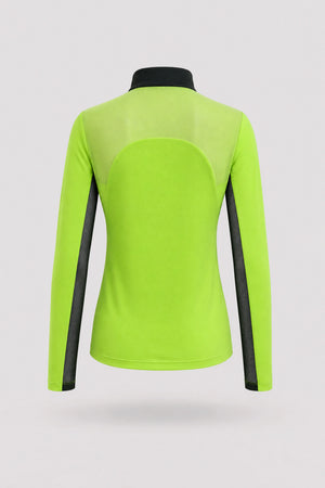 The Long Sleeve Zip Neck Golf Top - Volt Green