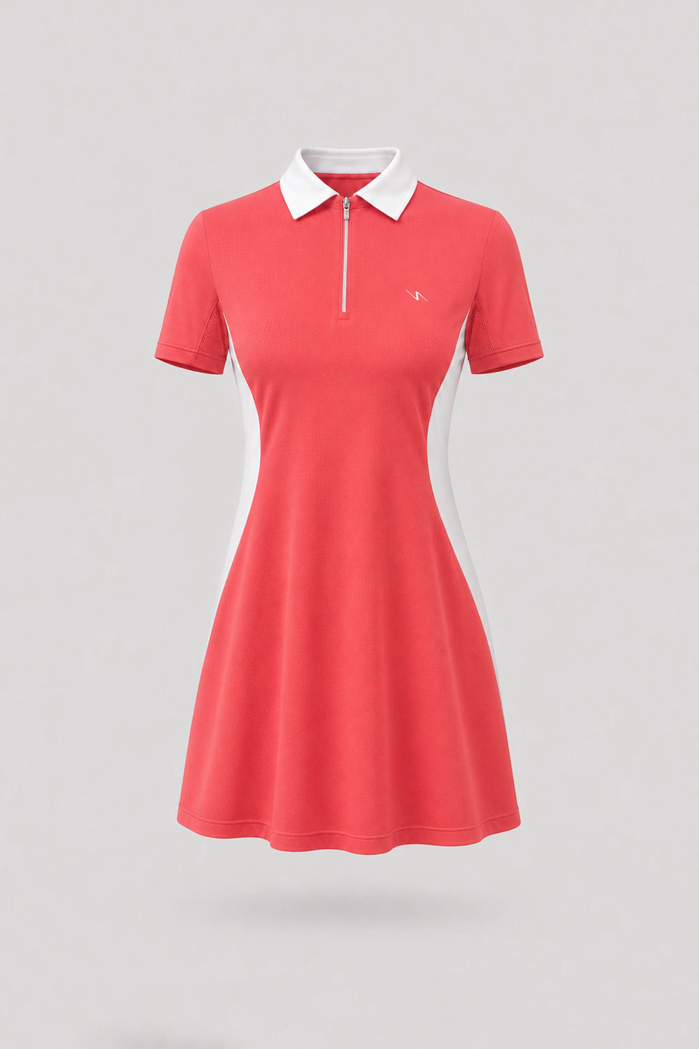 The Contour Zip Polo Golf Dress - Coral Red