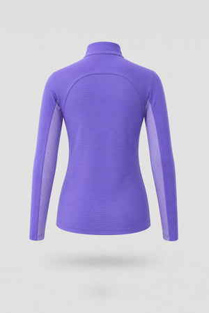 The Long Sleeve Zip Neck Golf Top - Violet