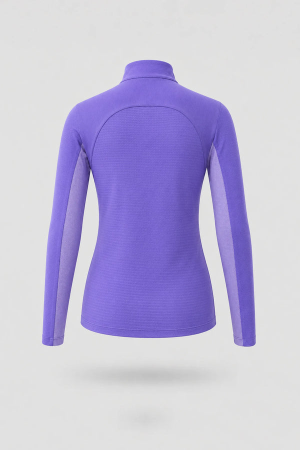 The Long Sleeve Zip Neck Golf Top - Violet