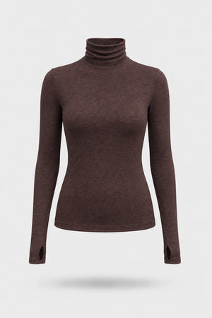 Luxe Stretch Turtleneck - Brown